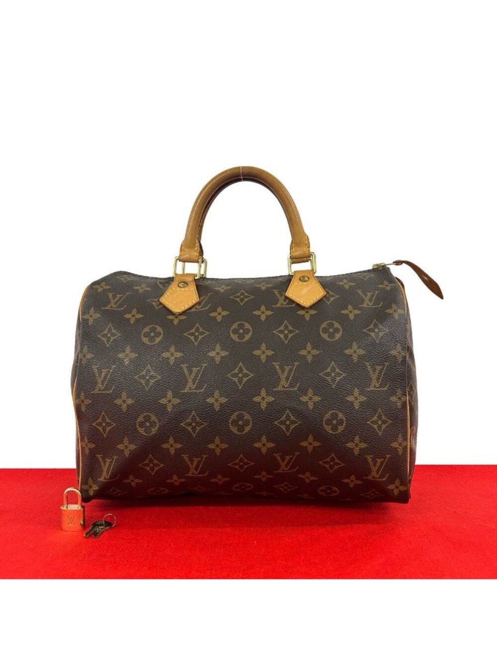 Louis Vuitton Vintage Speedy 30 Monogram Leather Boston Bag Brown